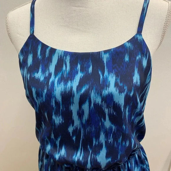 Calvin Klein  Dress Small Blue Watercolor Cinched Sleeveless Above Knee Vacation - Picture 2 of 10